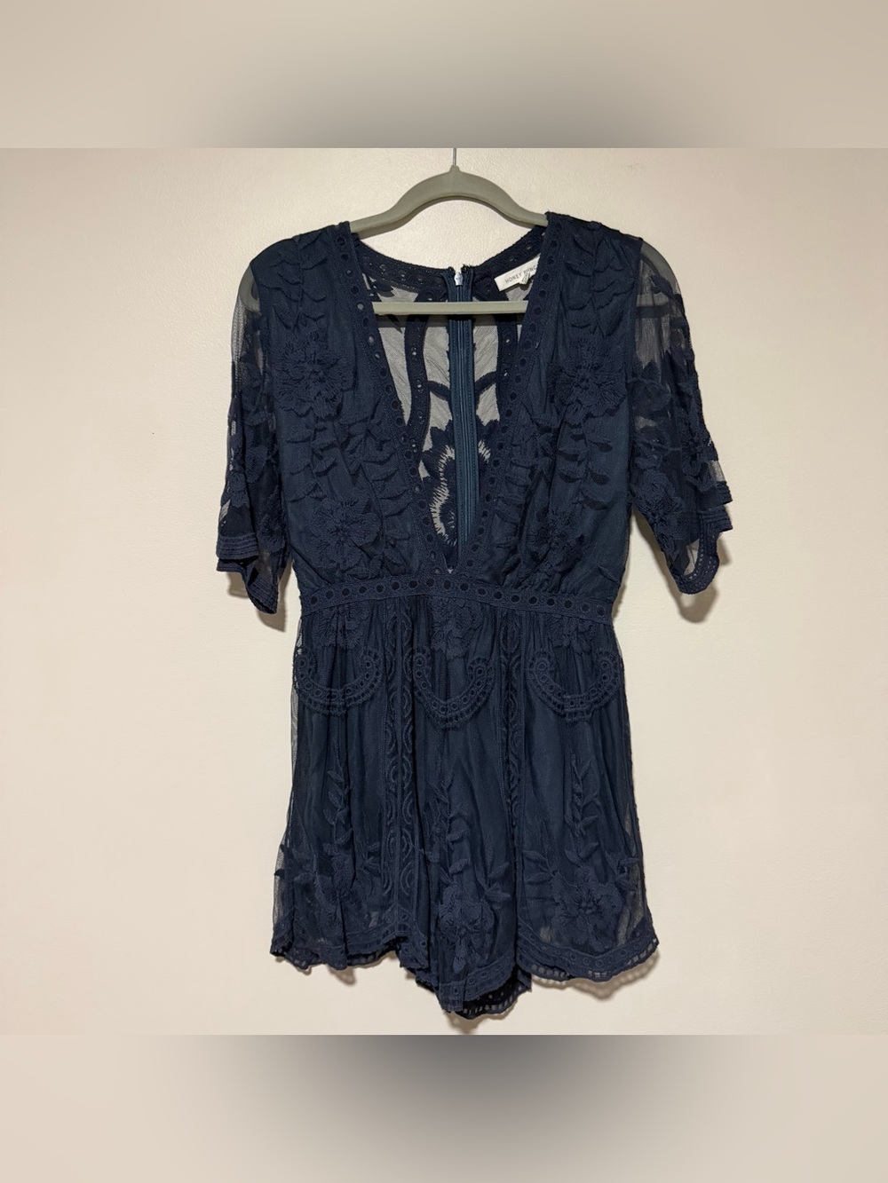 Honey Punch Lace Deep V‑Neck Romper
